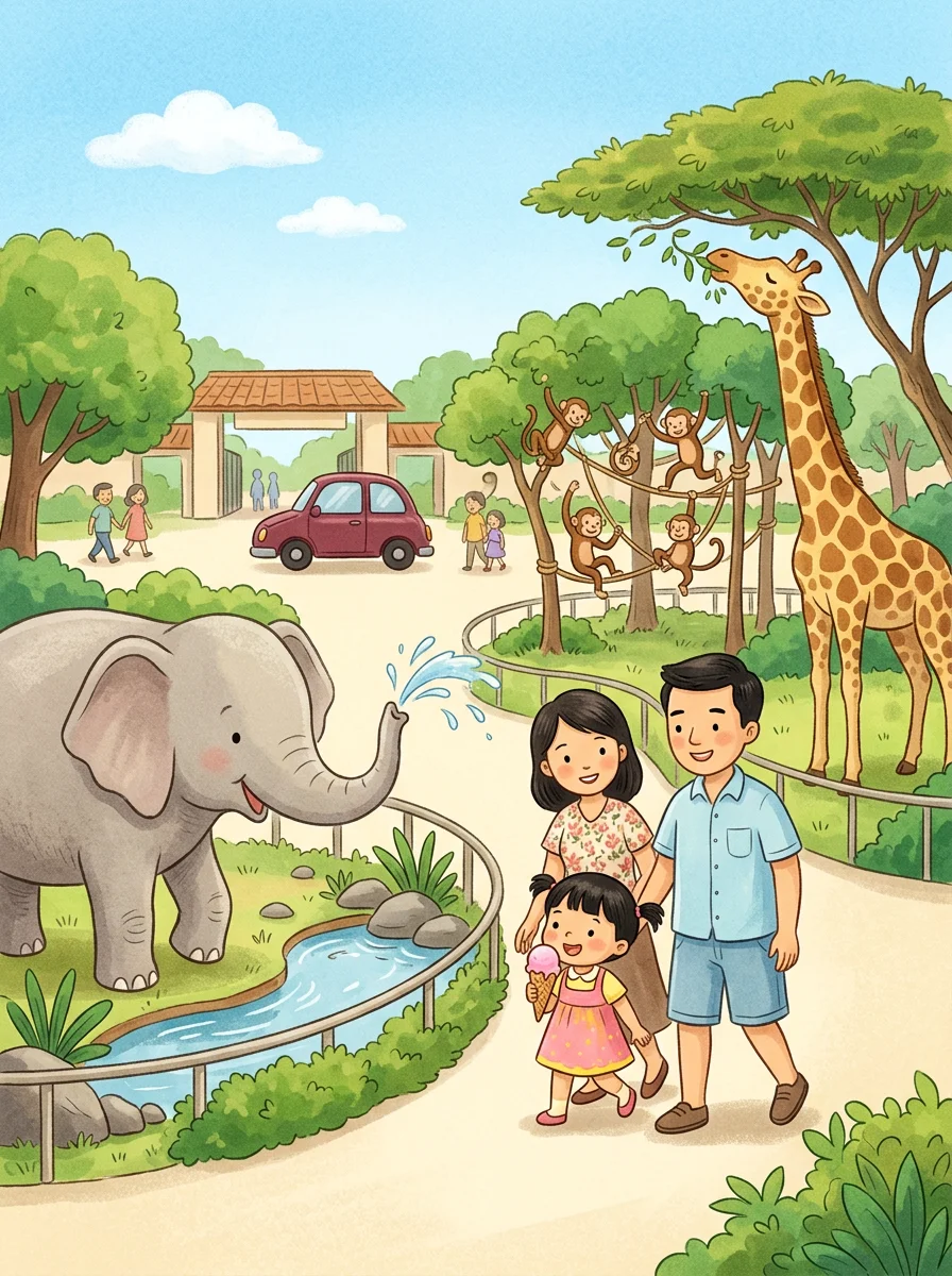 Tranh minh hoạ phiếu Đọc hiểu: Đi sở thú